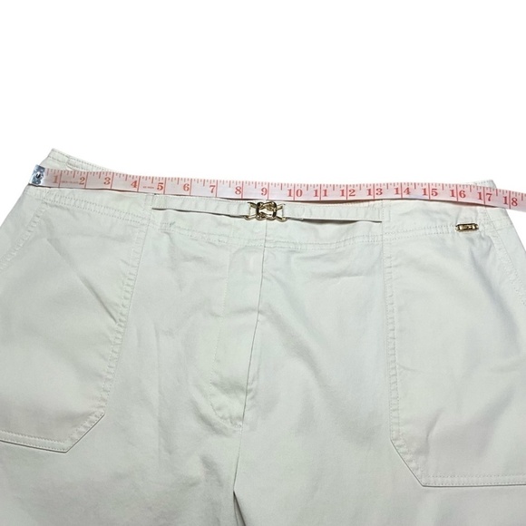 ST. JOHN SPORT Beige Cotton Blend Twill Wide Leg Casual Pants w/ Pockets Sz 14 - Picture 5 of 9